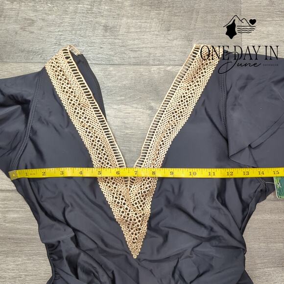 Blooming Jelly V Neck One Piece Swimsdress Swimsuit Size M - Picture 4 of 6